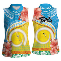 Torba Vanuatu Women Sleeveless Polo Shirt Hibiscus Sand Drawing with Pacific Pattern LT9 - Polynesian Pride