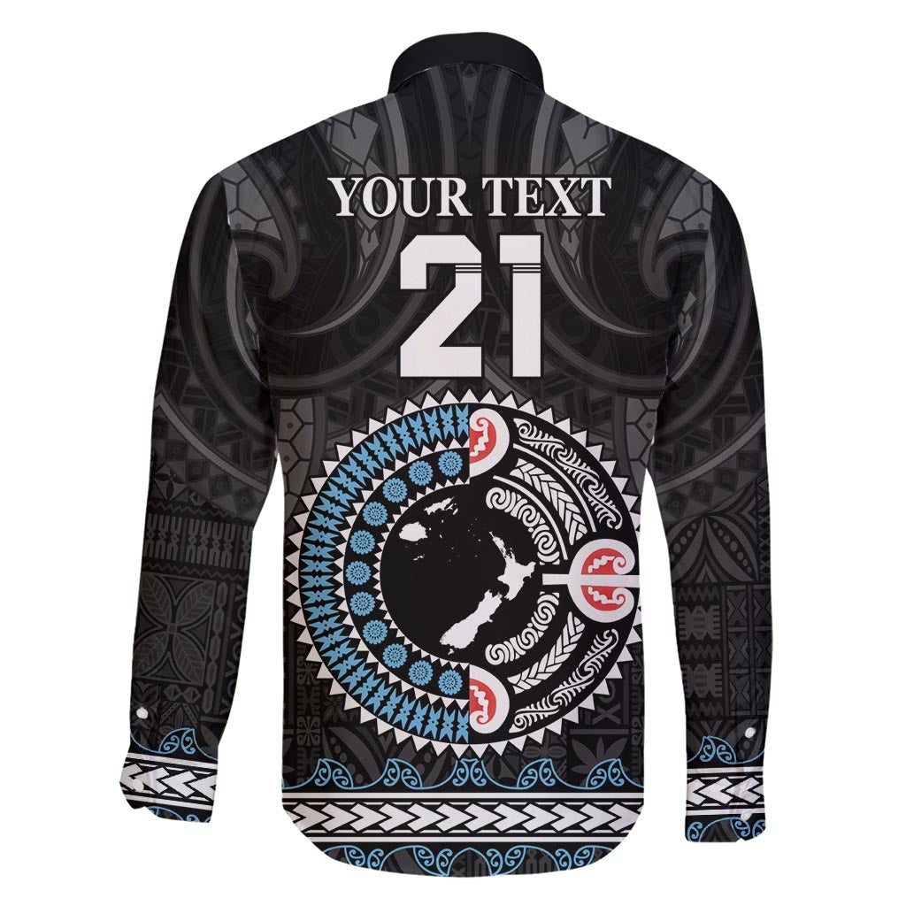 Custom Fiji and New Zealand Family Matching Long Sleeve Bodycon Dress and Hawaiian Shirt Maori Fern Mix Tapa Tribal Unique