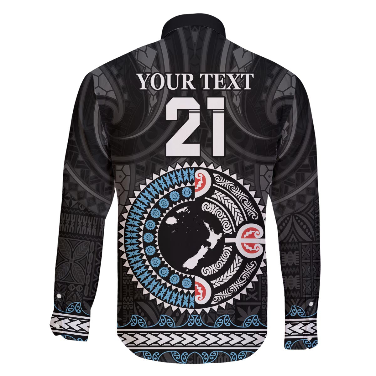 Custom Fiji and New Zealand Family Matching Off The Shoulder Long Sleeve Dress and Hawaiian Shirt Maori Fern Mix Tapa Tribal Unique