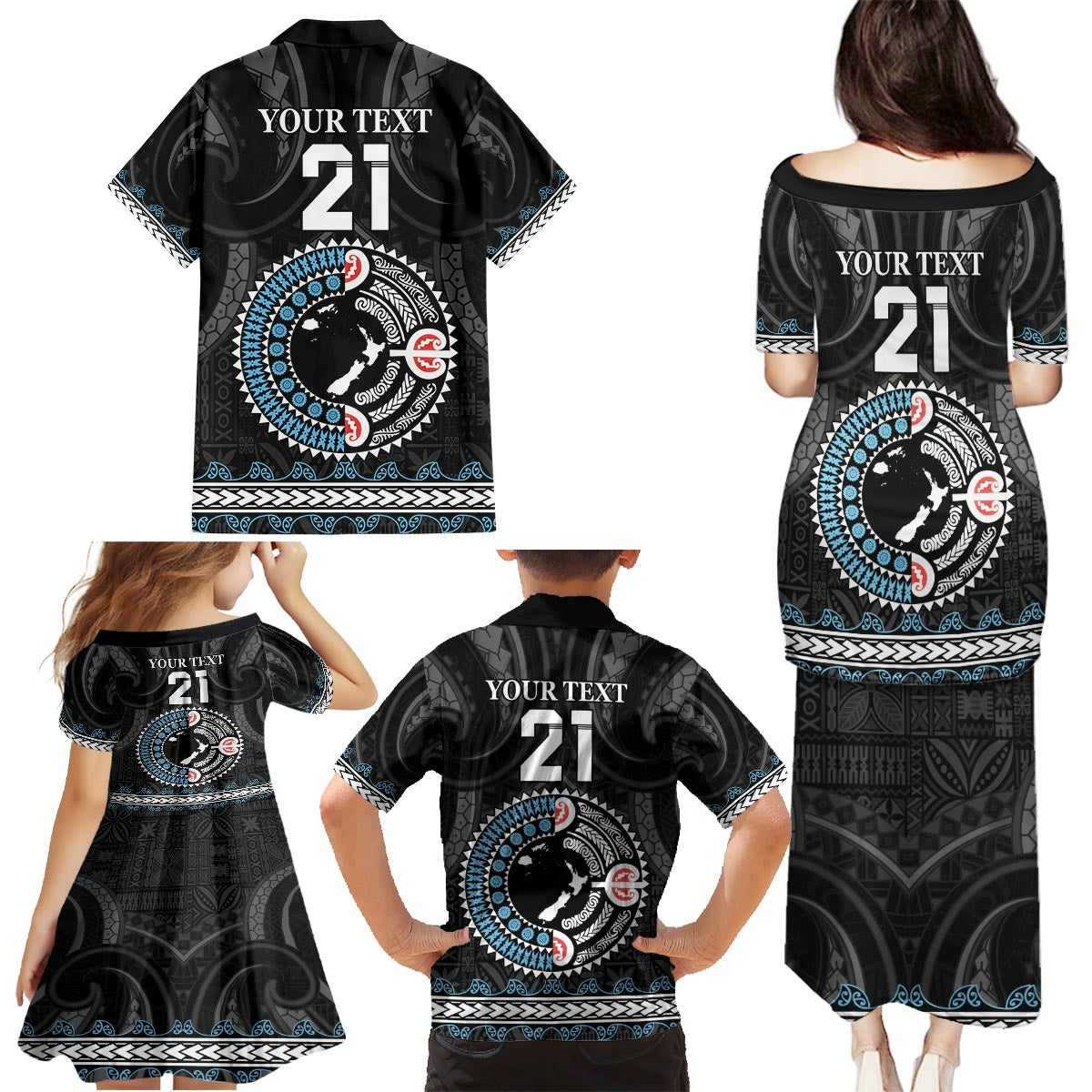 Custom Fiji and New Zealand Family Matching Puletasi and Hawaiian Shirt Maori Fern Mix Tapa Tribal Unique LT9 - Polynesian Pride