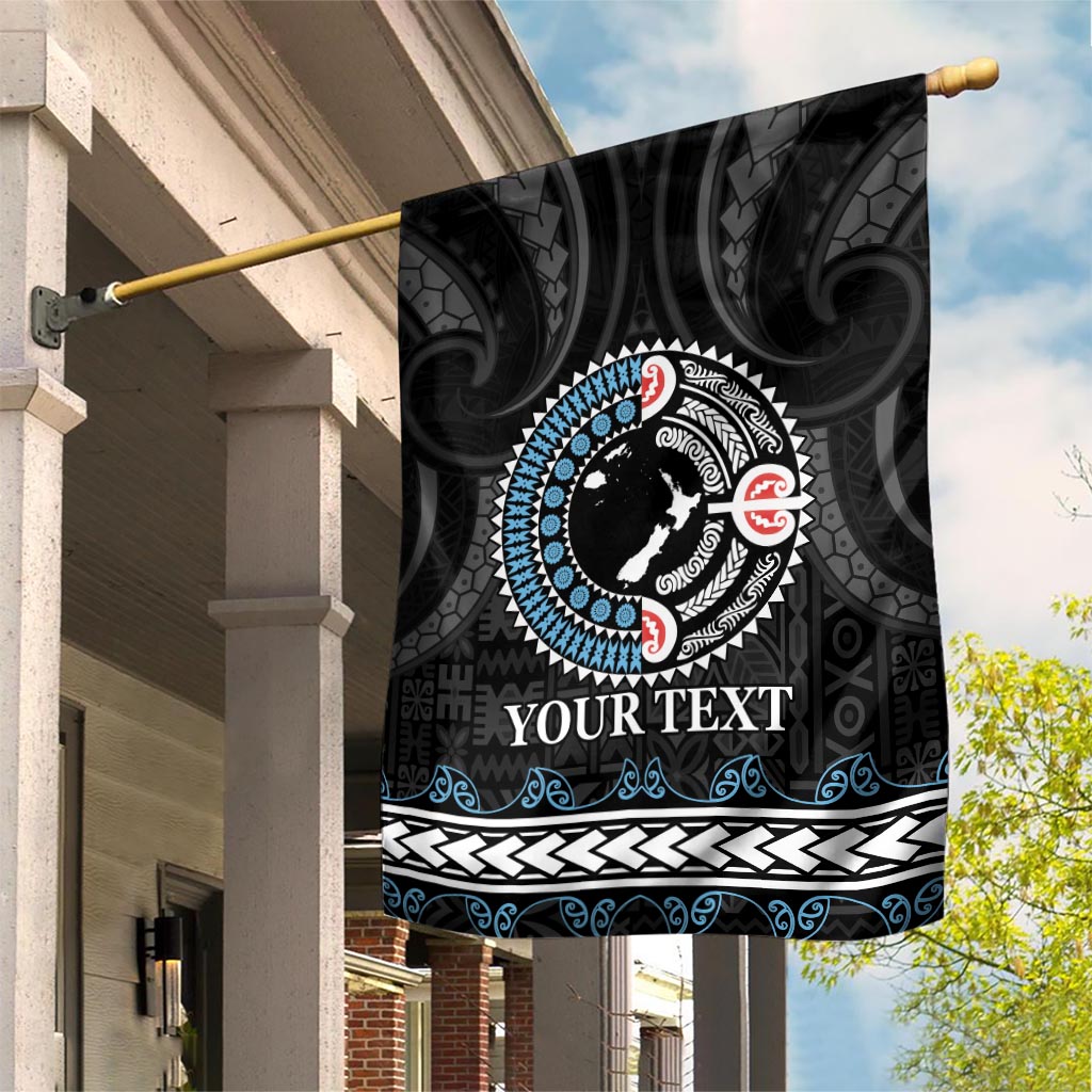Custom Fiji and New Zealand Garden Flag Maori Fern Mix Tapa Tribal Unique LT9 House Flag Black - Polynesian Pride