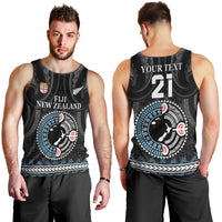 Custom Fiji and New Zealand Men Tank Top Maori Fern Mix Tapa Tribal Unique