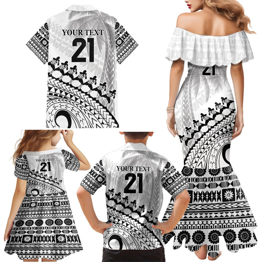 Custom Fiji Rugby Cibi Dance Family Matching Mermaid Dress and Hawaiian Shirt Create History World Cup Sevens