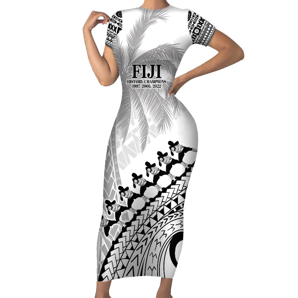 Custom Fiji Rugby Cibi Dance Family Matching Short Sleeve Bodycon Dress and Hawaiian Shirt Create History World Cup Sevens