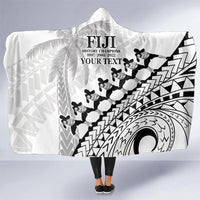 Custom Fiji Rugby Cibi Dance Hooded Blanket Create History World Cup Sevens LT9 One Size White - Polynesian Pride