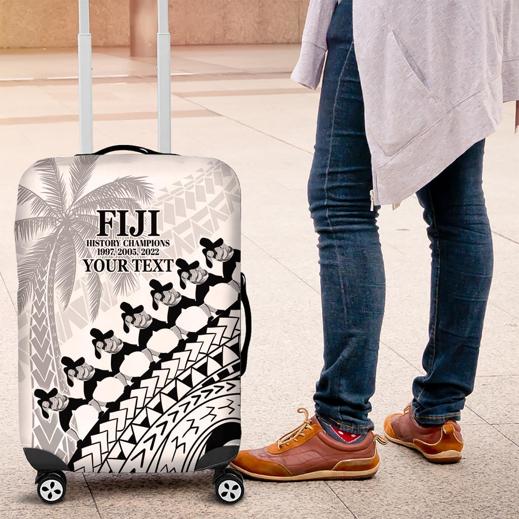 Custom Fiji Rugby Cibi Dance Luggage Cover Create History World Cup Sevens LT9 White - Polynesian Pride