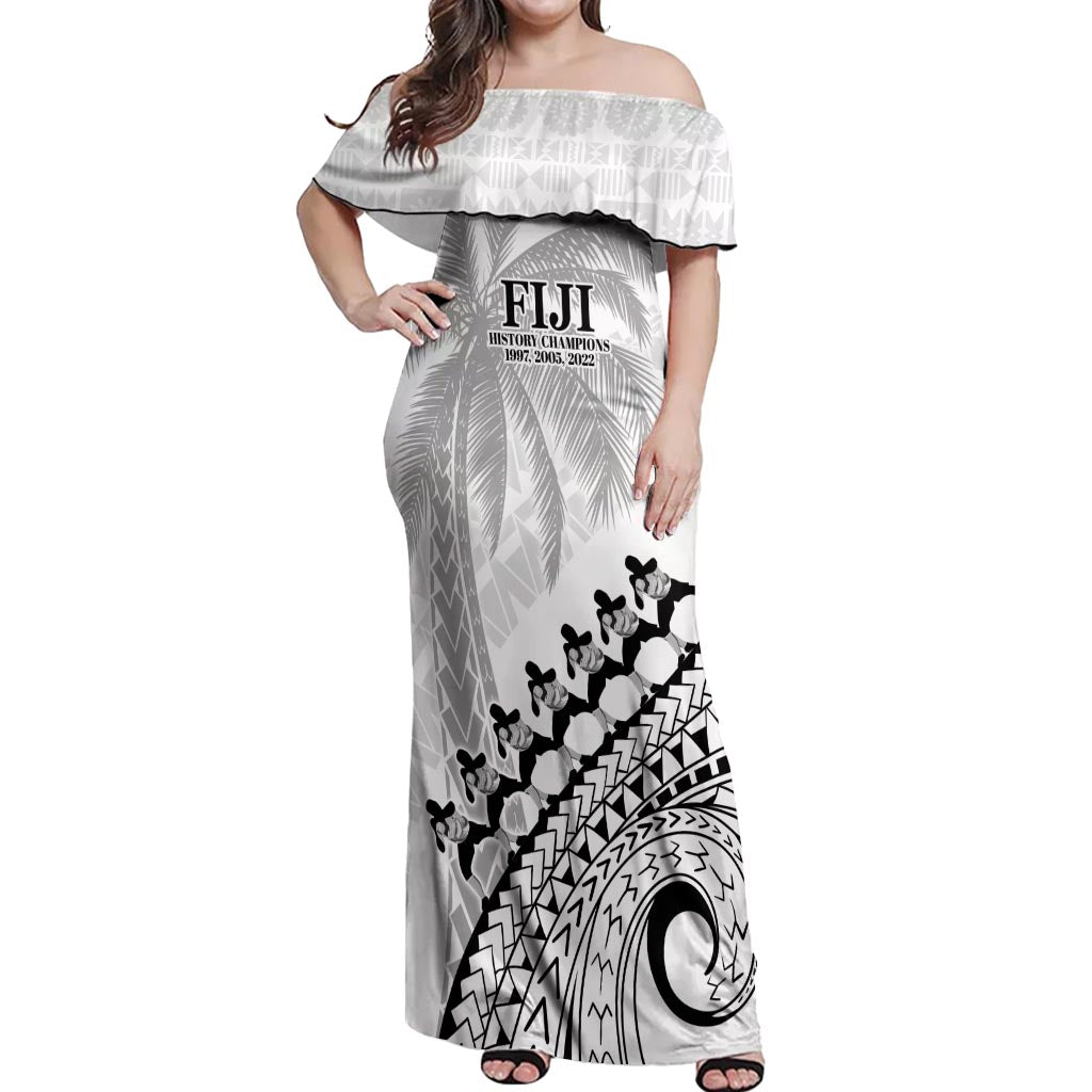 Custom Fiji Rugby Cibi Dance Off Shoulder Maxi Dress Create History World Cup Sevens