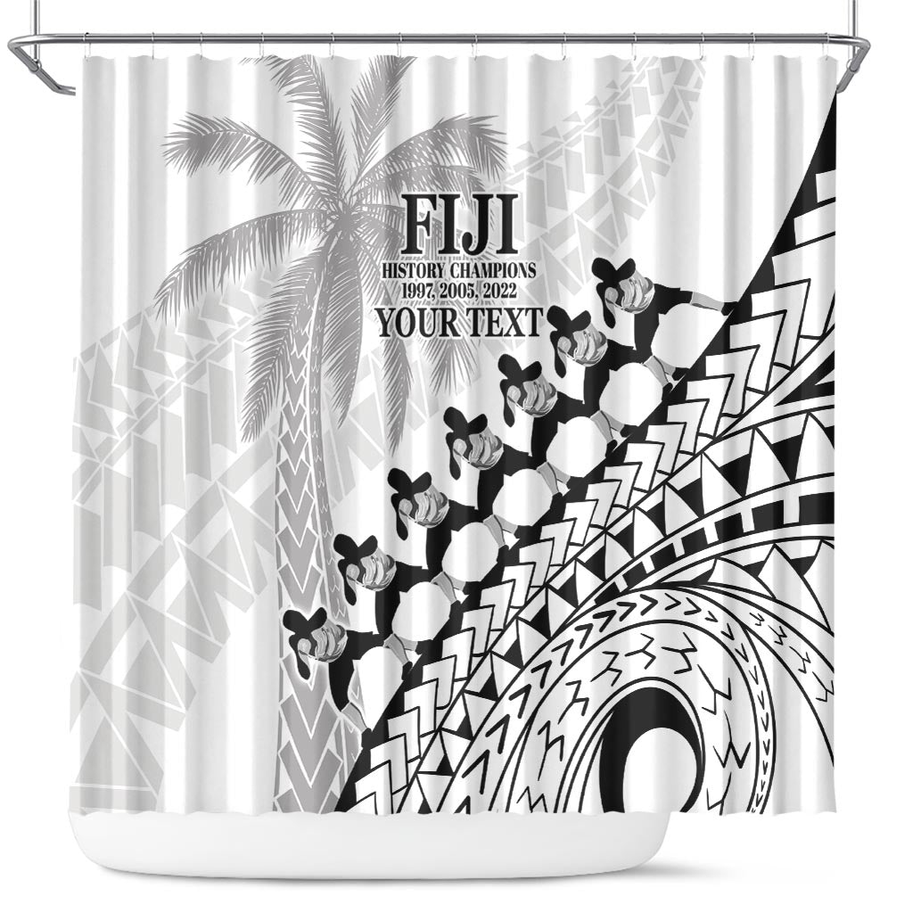 Custom Fiji Rugby Cibi Dance Shower Curtain Create History World Cup Sevens LT9 White - Polynesian Pride