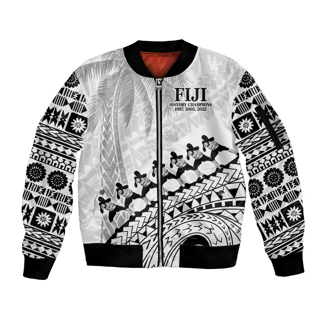 Custom Fiji Rugby Cibi Dance Sleeve Zip Bomber Jacket Create History World Cup Sevens