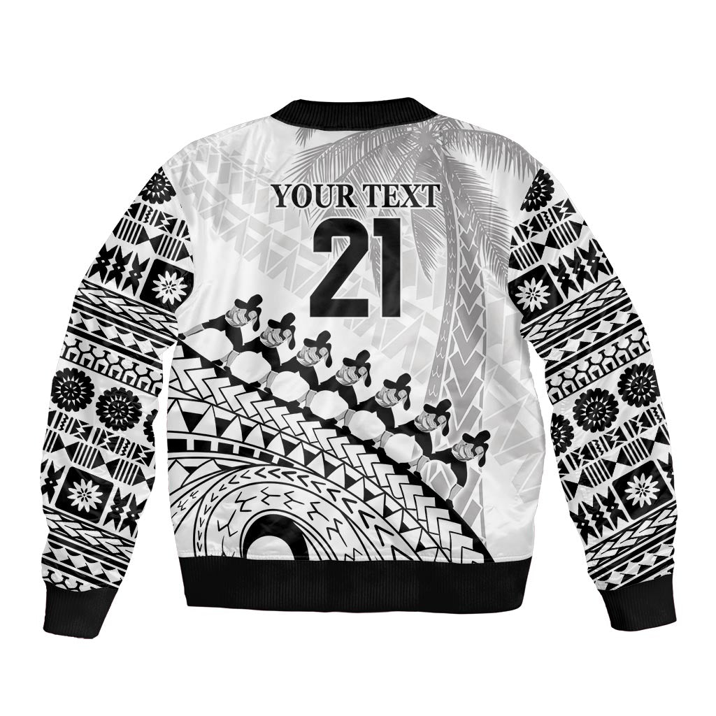 Custom Fiji Rugby Cibi Dance Sleeve Zip Bomber Jacket Create History World Cup Sevens