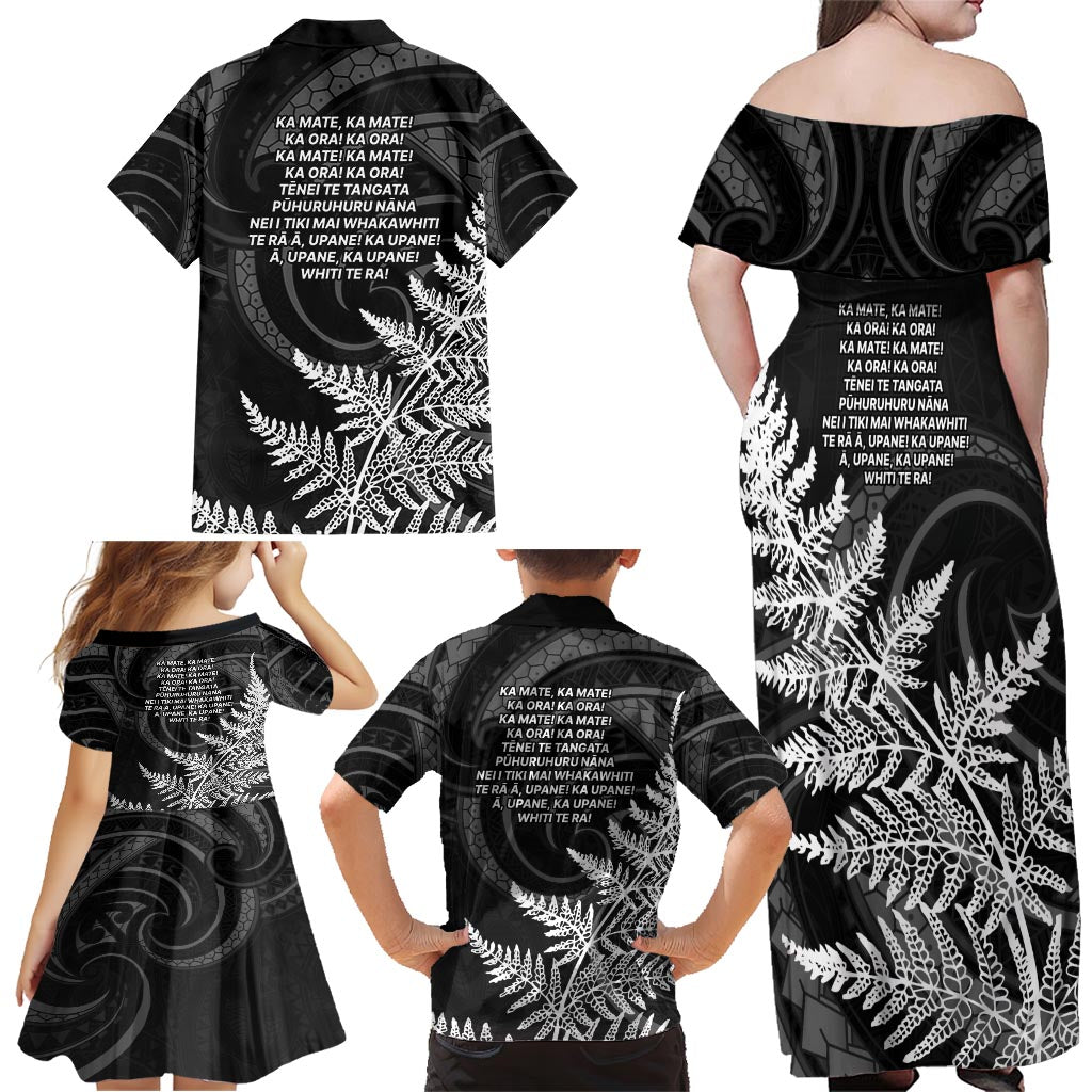 New Zealand Black Fern 7s Family Matching Off Shoulder Maxi Dress and Hawaiian Shirt History World Cup Sevens LT9 - Polynesian Pride