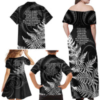New Zealand Black Fern 7s Family Matching Off Shoulder Maxi Dress and Hawaiian Shirt History World Cup Sevens LT9 - Polynesian Pride