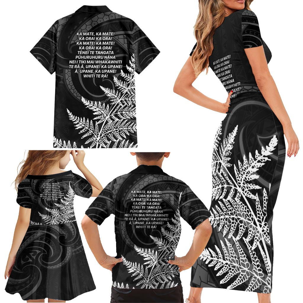 New Zealand Black Fern 7s Family Matching Short Sleeve Bodycon Dress and Hawaiian Shirt History World Cup Sevens LT9 - Polynesian Pride