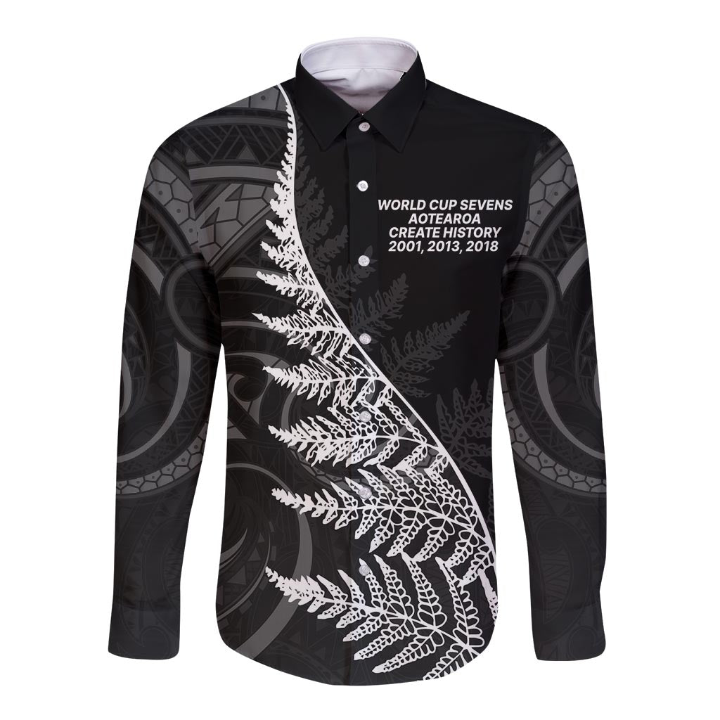 New Zealand Black Fern 7s Long Sleeve Button Shirt History World Cup Sevens