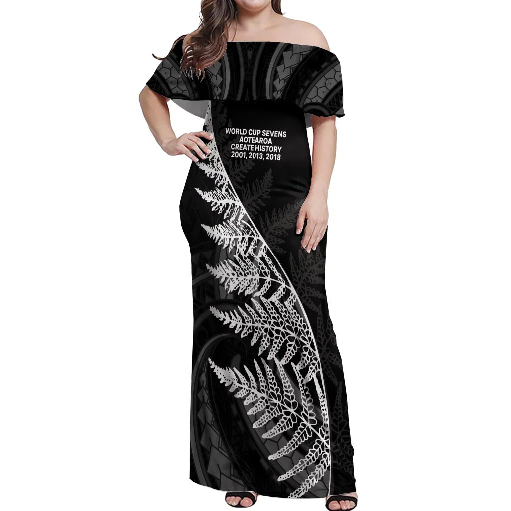 New Zealand Black Fern 7s Off Shoulder Maxi Dress History World Cup Sevens