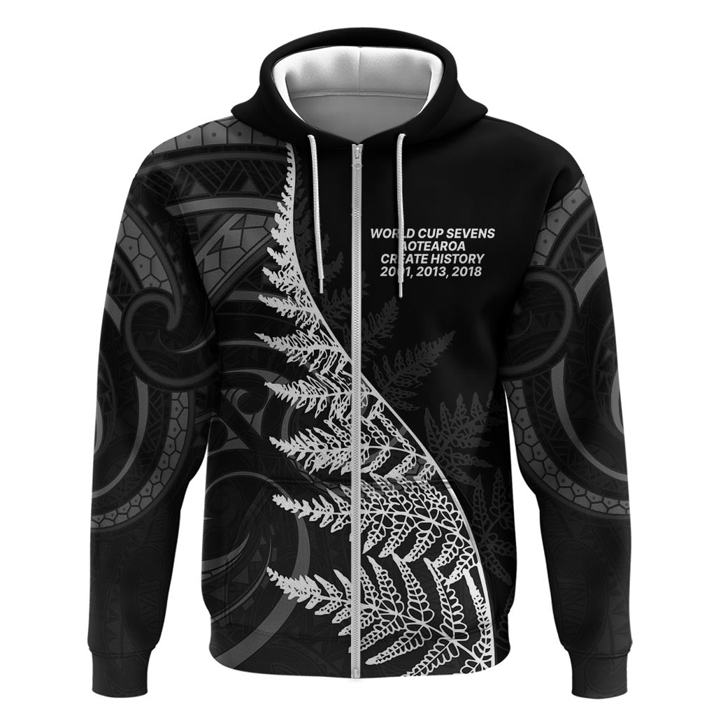 New Zealand Black Fern 7s Zip Hoodie History World Cup Sevens