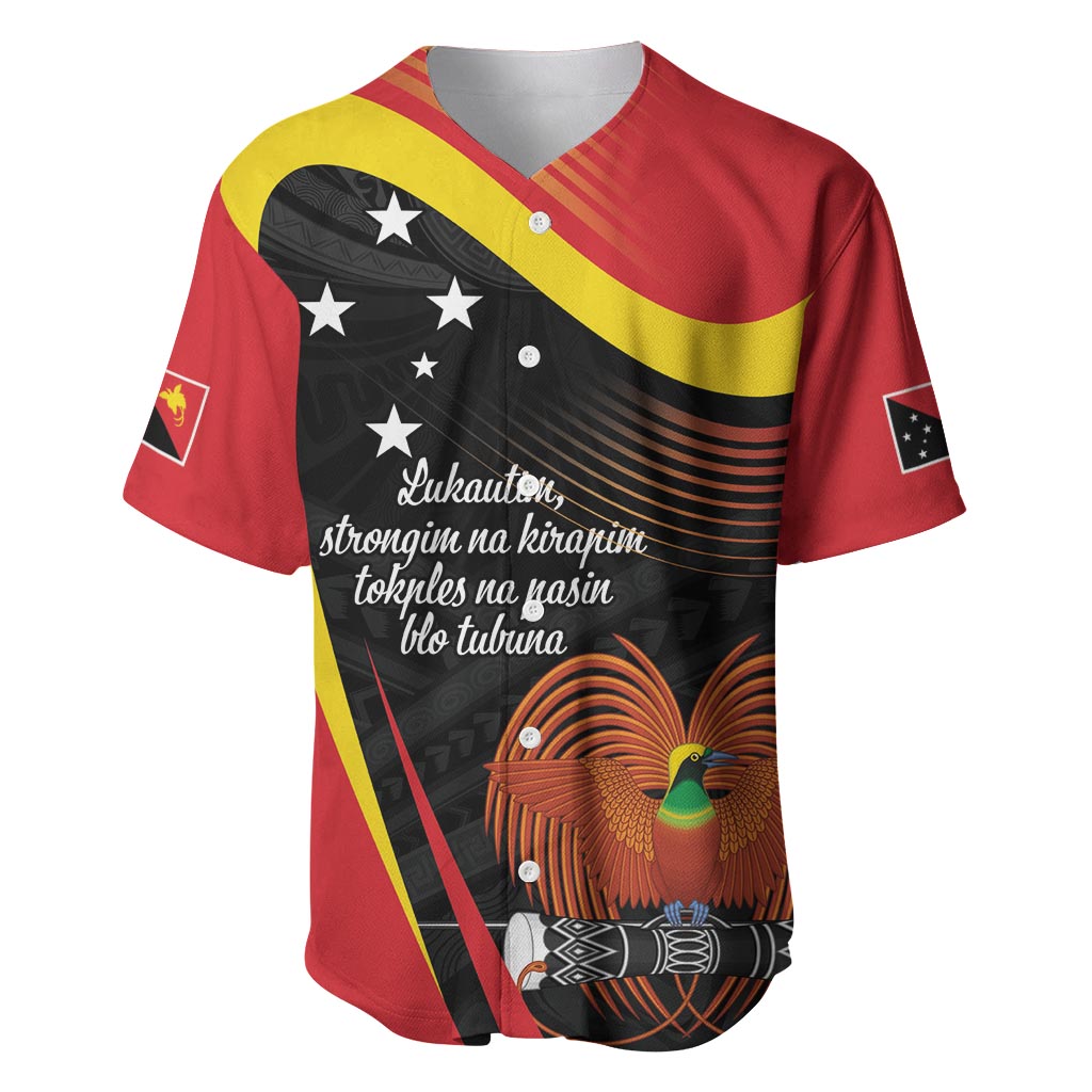 Personalised Papua Niugini Tok Pisin Wik Baseball Jersey LT9 Red - Polynesian Pride