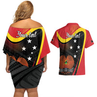 Personalised Papua Niugini Tok Pisin Wik Couples Matching Off Shoulder Short Dress and Hawaiian Shirt LT9 - Polynesian Pride