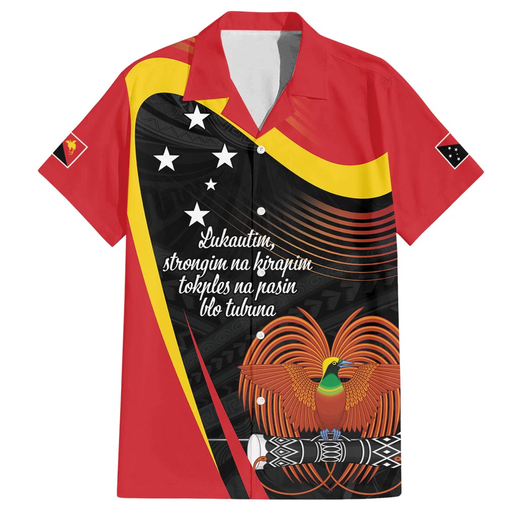 Personalised Papua Niugini Tok Pisin Wik Family Matching Off Shoulder Maxi Dress and Hawaiian Shirt LT9 Dad's Shirt - Short Sleeve Red - Polynesian Pride