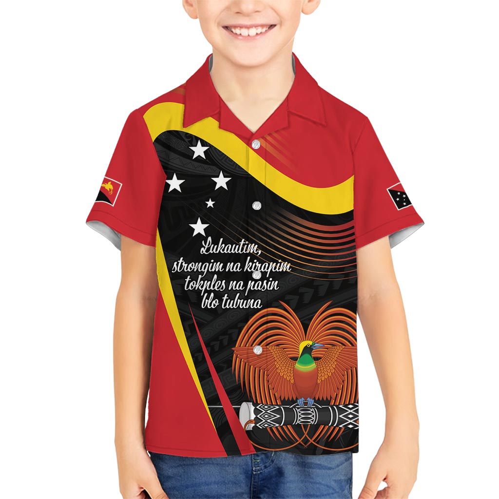 Personalised Papua Niugini Tok Pisin Wik Family Matching Summer Maxi Dress and Hawaiian Shirt LT9 Son's Shirt Red - Polynesian Pride