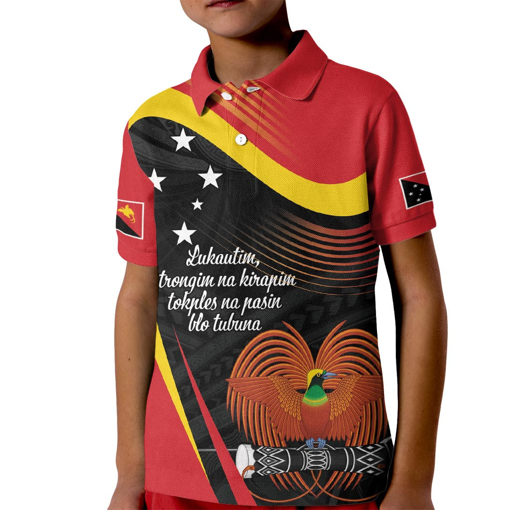 Personalised Papua Niugini Tok Pisin Wik Kid Polo Shirt LT9 Kid Red - Polynesian Pride