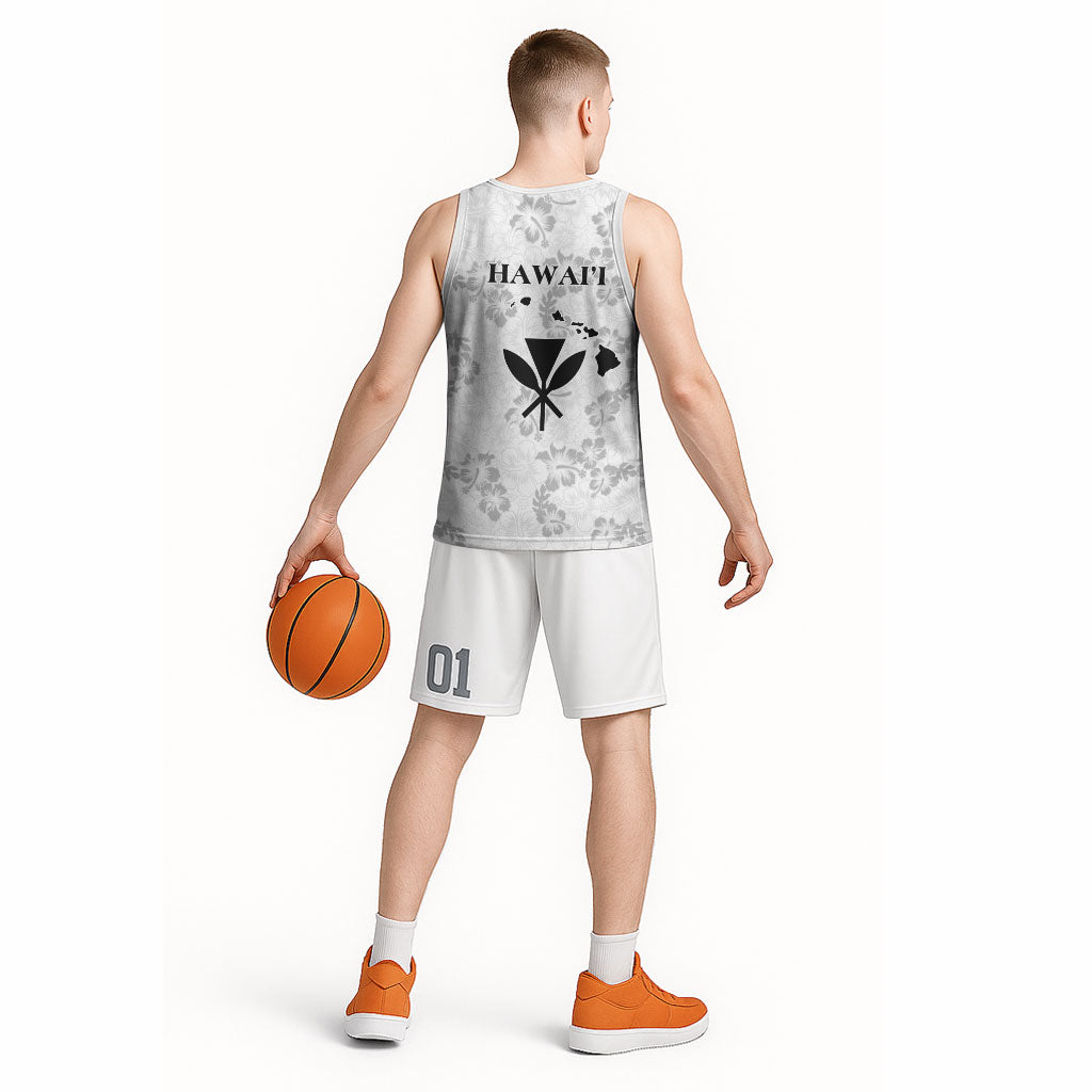 Hawaii Lei Kamehameha Basketball Jersey Ke'oke'o Seamless Pattern Hibiscus Flower