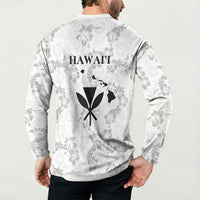 Hawaii Lei Kamehameha Button Sweatshirt Ke'oke'o Seamless Pattern Hibiscus Flower
