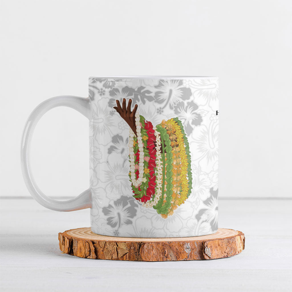 Hawaii Lei Kamehameha Ceramic Mug Ke'oke'o Seamless Pattern Hibiscus Flower LT9 White - Polynesian Pride