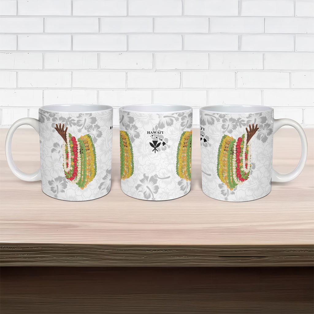 Hawaii Lei Kamehameha Ceramic Mug Ke'oke'o Seamless Pattern Hibiscus Flower