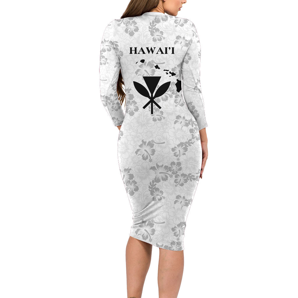 Hawaii Lei Kamehameha Family Matching Long Sleeve Bodycon Dress and Hawaiian Shirt Ke'oke'o Seamless Pattern Hibiscus Flower LT9 - Polynesian Pride