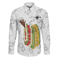 Hawaii Lei Kamehameha Family Matching Mermaid Dress and Hawaiian Shirt Ke'oke'o Seamless Pattern Hibiscus Flower LT9 Dad's Shirt - Long Sleeve White - Polynesian Pride