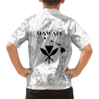 Hawaii Lei Kamehameha Family Matching Off The Shoulder Long Sleeve Dress and Hawaiian Shirt Ke'oke'o Seamless Pattern Hibiscus Flower LT9 - Polynesian Pride