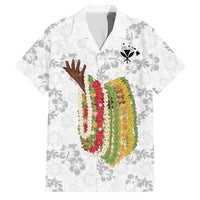 Hawaii Lei Kamehameha Family Matching Puletasi and Hawaiian Shirt Ke'oke'o Seamless Pattern Hibiscus Flower LT9 Dad's Shirt - Short Sleeve White - Polynesian Pride