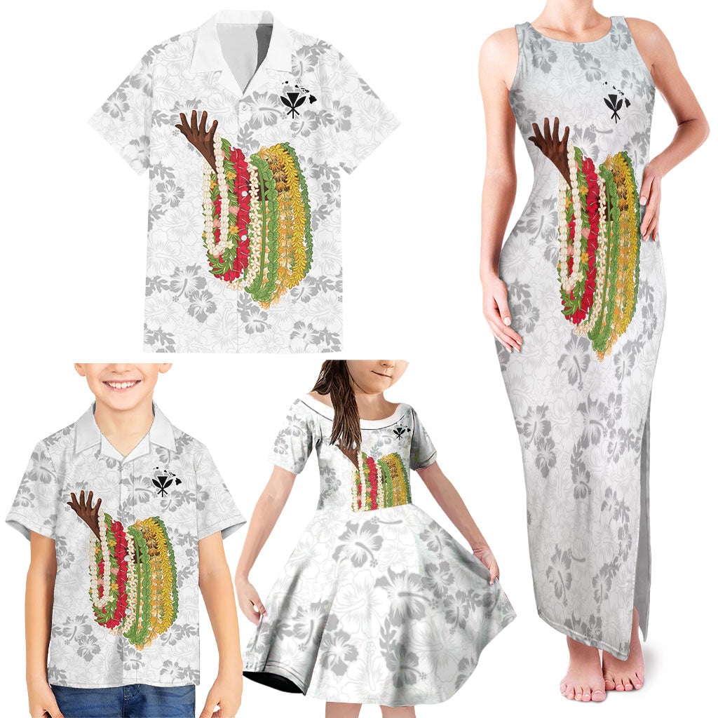 Hawaii Lei Kamehameha Family Matching Tank Maxi Dress and Hawaiian Shirt Ke'oke'o Seamless Pattern Hibiscus Flower LT9 - Polynesian Pride