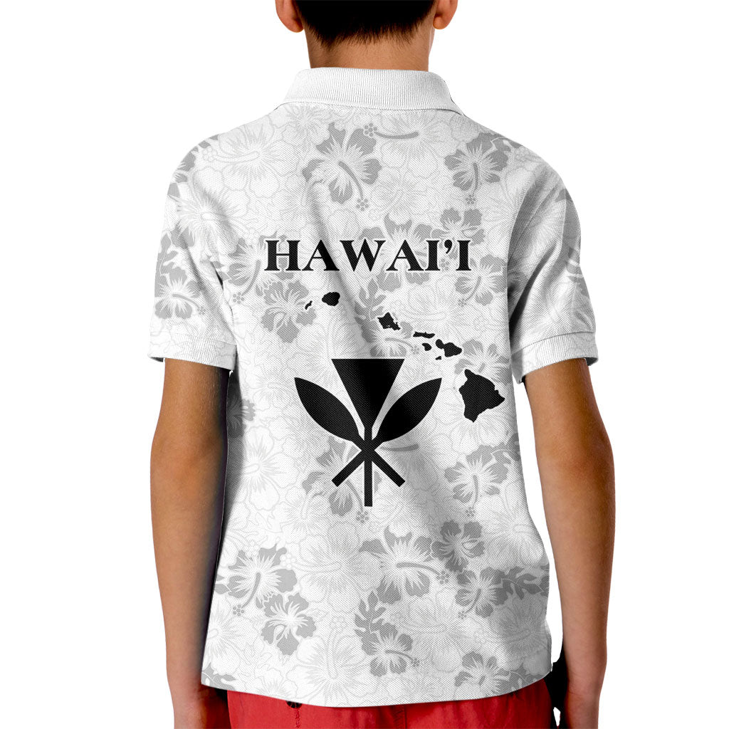 Hawaii Lei Kamehameha Kid Polo Shirt Ke'oke'o Seamless Pattern Hibiscus Flower LT9 - Polynesian Pride