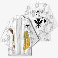 Hawaii Lei Kamehameha Kimono Ke'oke'o Seamless Pattern Hibiscus Flower LT9 - Polynesian Pride