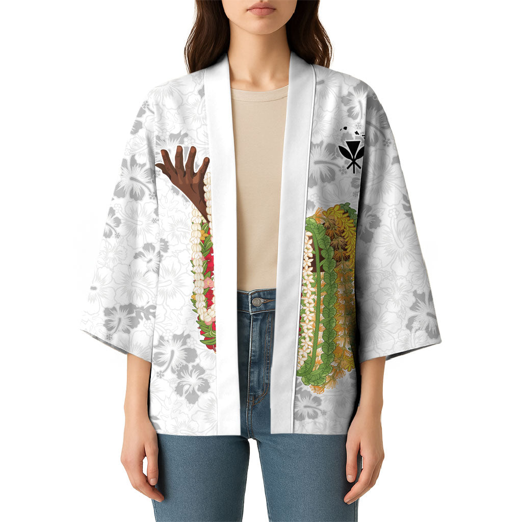 Hawaii Lei Kamehameha Kimono Ke'oke'o Seamless Pattern Hibiscus Flower LT9 - Polynesian Pride