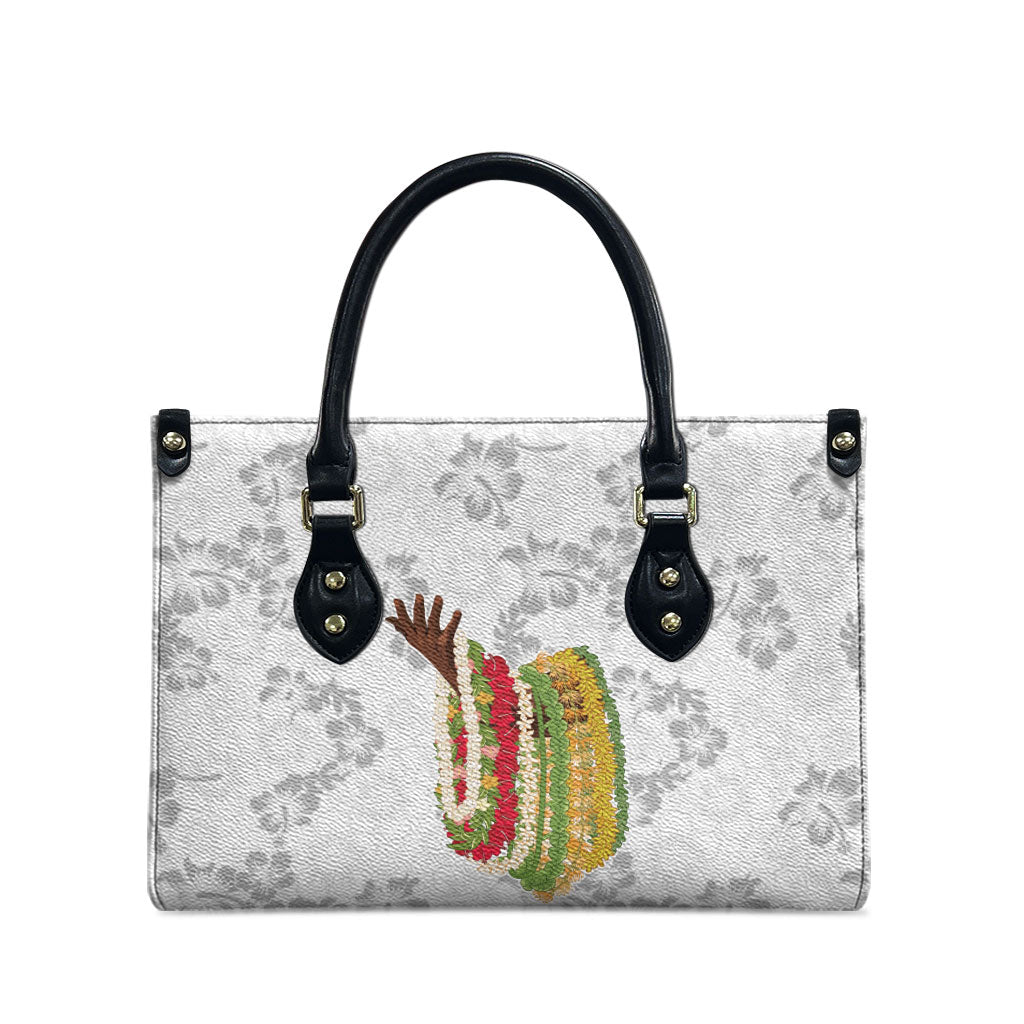 Hawaii Lei Kamehameha Leather Bag Ke'oke'o Seamless Pattern Hibiscus Flower