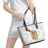 Hawaii Lei Kamehameha Leather Tote Bag Ke'oke'o Seamless Pattern Hibiscus Flower