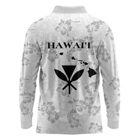 Hawaii Lei Kamehameha Long Sleeve Polo Shirt Ke'oke'o Seamless Pattern Hibiscus Flower