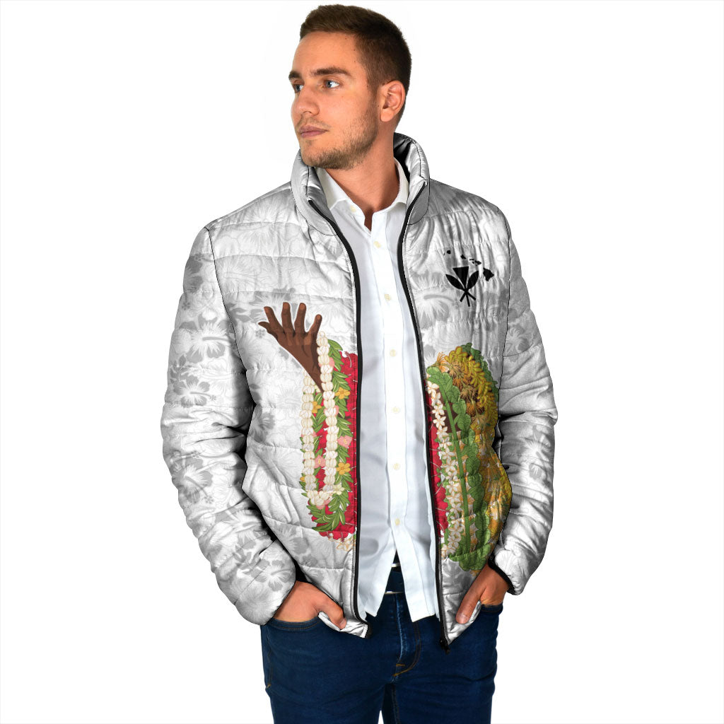Hawaii Lei Kamehameha Padded Jacket Ke'oke'o Seamless Pattern Hibiscus Flower