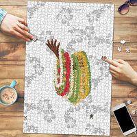 Hawaii Lei Kamehameha Puzzle Ke'oke'o Seamless Pattern Hibiscus Flower LT9 White - Polynesian Pride