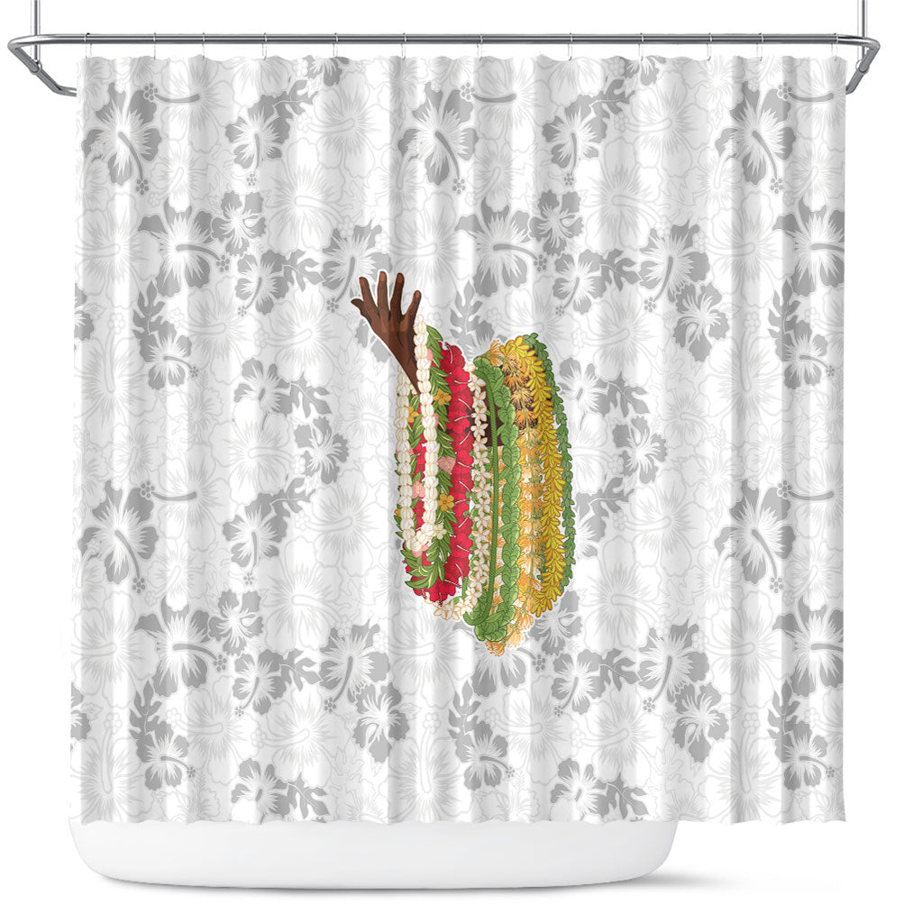 Hawaii Lei Kamehameha Shower Curtain Ke'oke'o Seamless Pattern Hibiscus Flower