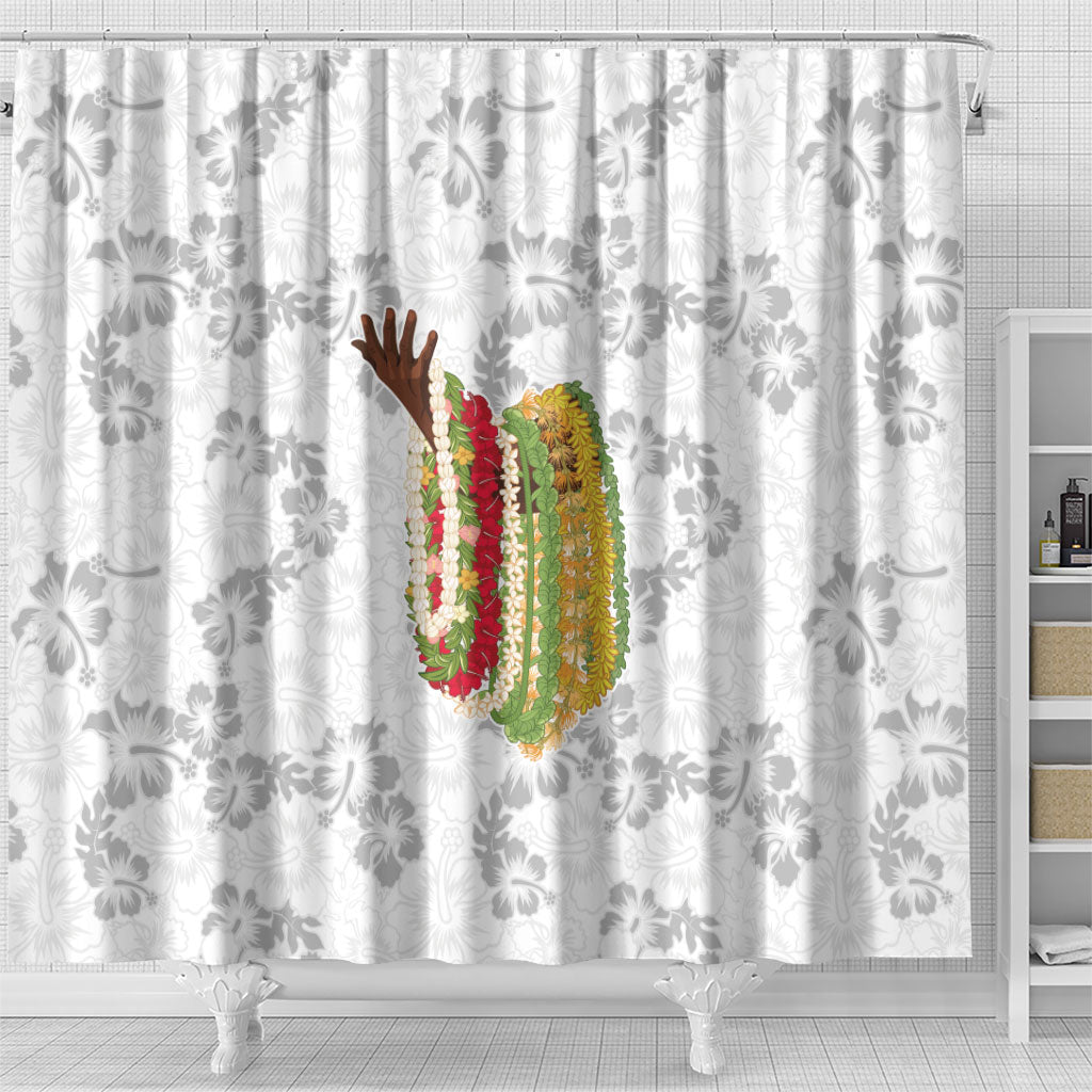 Hawaii Lei Kamehameha Shower Curtain Ke'oke'o Seamless Pattern Hibiscus Flower