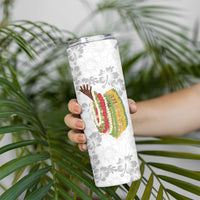 Hawaii Lei Kamehameha Skinny Tumbler Ke'oke'o Seamless Pattern Hibiscus Flower LT9 - Polynesian Pride