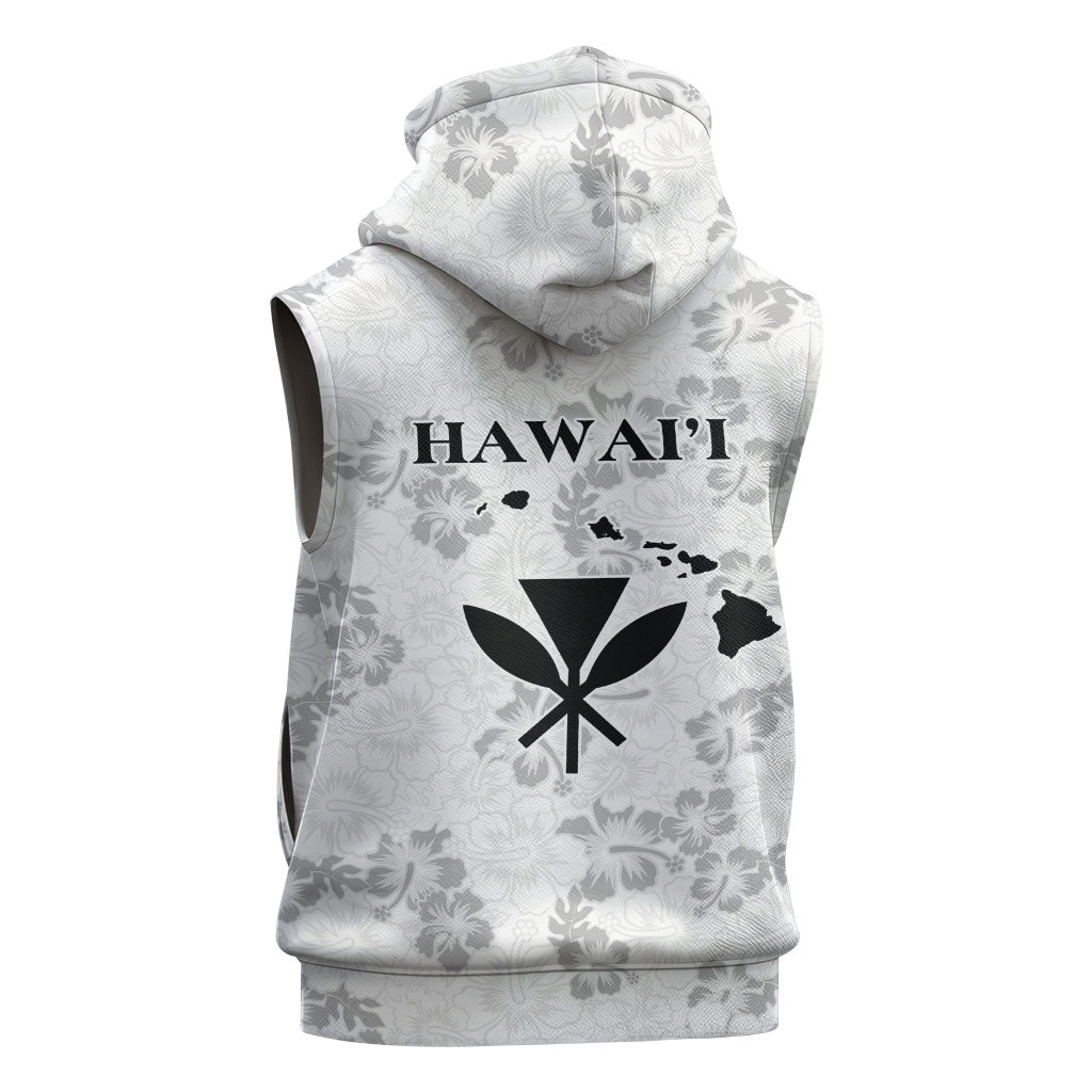Hawaii Lei Kamehameha Sleeveless Zip Hoodie Ke'oke'o Seamless Pattern Hibiscus Flower
