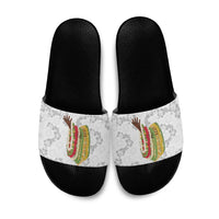 Hawaii Lei Kamehameha Slide Sandals Ke'oke'o Seamless Pattern Hibiscus Flower LT9 White - Polynesian Pride