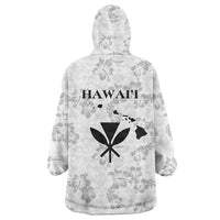Hawaii Lei Kamehameha Wearable Blanket Hoodie Ke'oke'o Seamless Pattern Hibiscus Flower