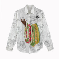 Hawaii Lei Kamehameha Women Casual Shirt Ke'oke'o Seamless Pattern Hibiscus Flower
