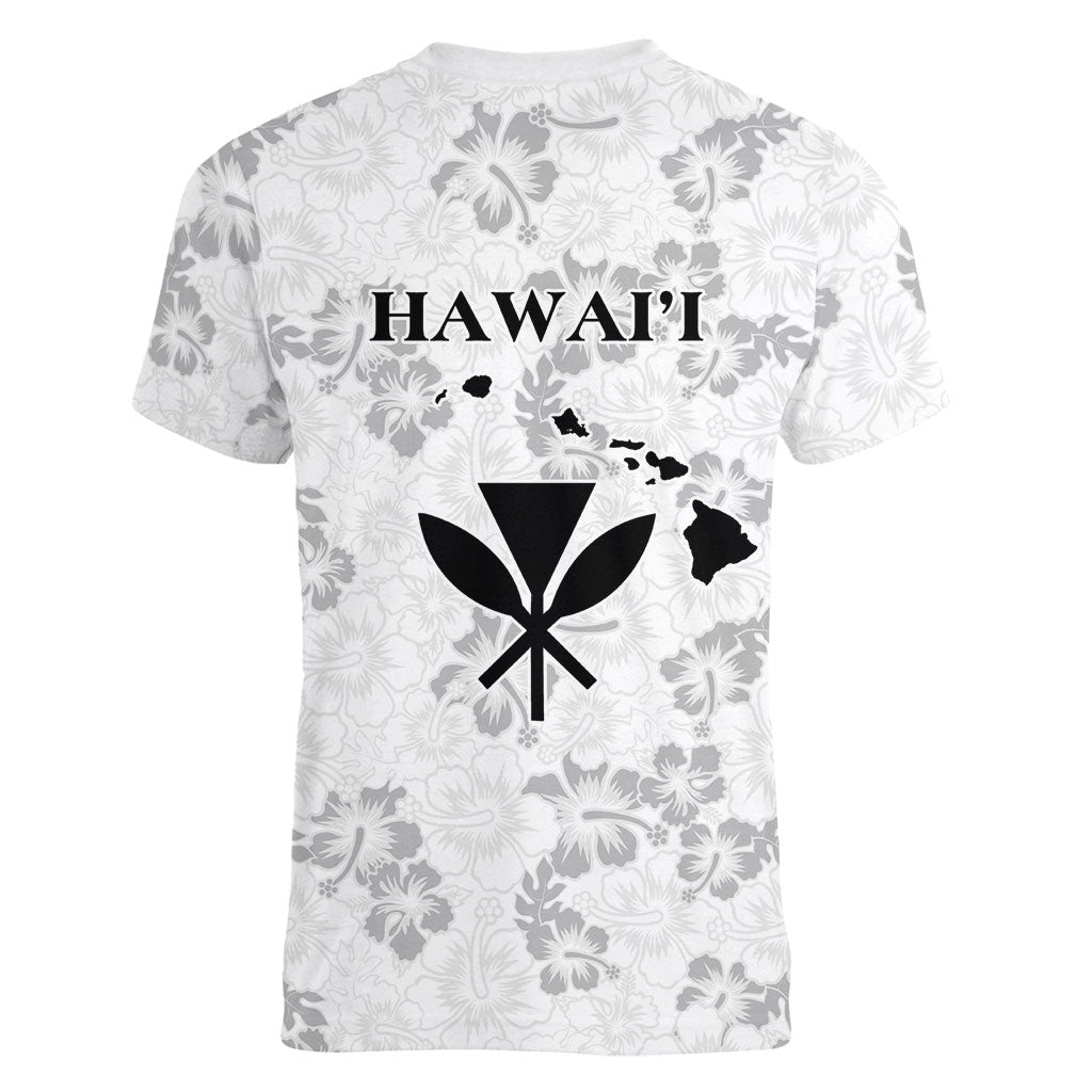 Hawaii Lei Kamehameha Women V-Neck T-Shirt Ke'oke'o Seamless Pattern Hibiscus Flower LT9 - Polynesian Pride